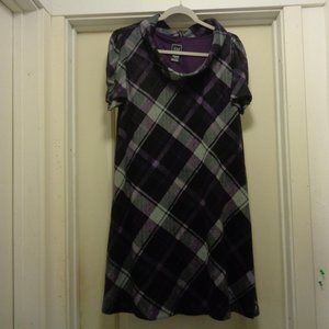 SCHOOL GIRL JH PRETTY IN PURPLE PLAID A LINE COWL DRESS X LG